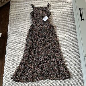 Floral Maxi Sundress - Black with Pink & Green Floral